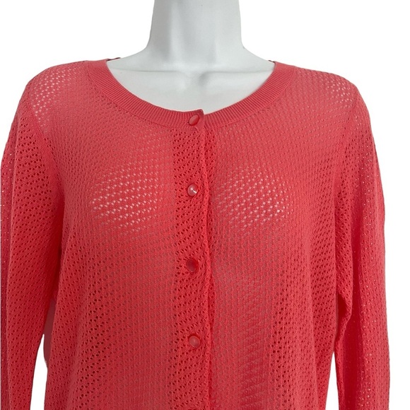 Talbots Eyelet Pima Cotton Button Down Sweater – S Petite - Picture 2 of 9